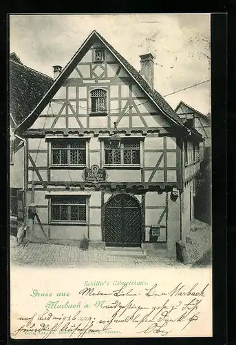 AK Marbach a.N., Blick auf Schillers Geburtshaus
