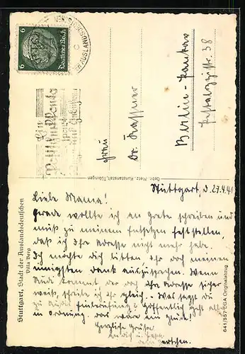 AK Stuttgart, Blick auf Villa Berg