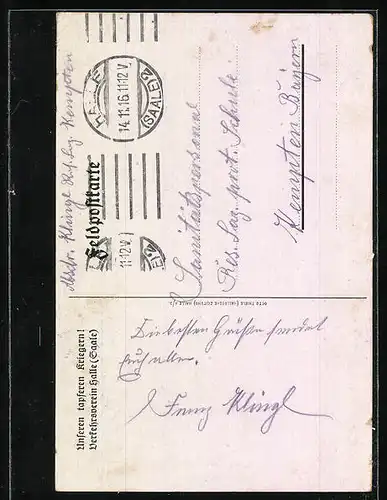 Künstler-AK Halle a. d. Saale, Marktplatz mit Rotem Turm