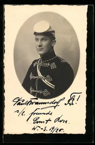 Foto-AK Student in Uniform mit Schirmmütze