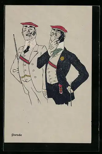 AK Zwei Studenten in Uniform, studentische Szene