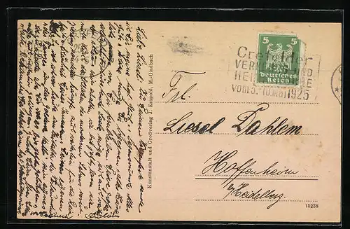 AK Crefeld, Stadtwaldpartie mit Brücke