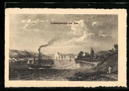 Künstler-AK Ludwigshafen am See, Ortsansicht vor 80 Jahren