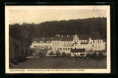 AK Sigmaringen, Franziskanerkloster mit Herz-Jesu-Kirche