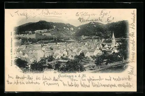 AK Geislingen a. d. St., Teilansicht aus der Vogelschau