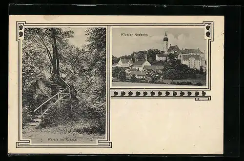 AK Andechs, Kloster und Partie im Kiental