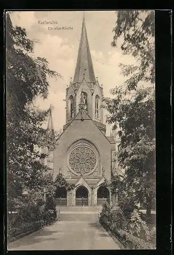 AK Karlsruhe, Christus-Kirche, Aussansicht