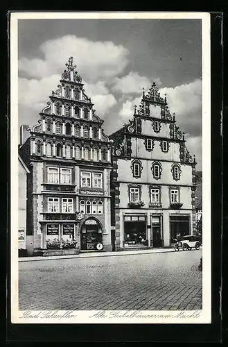 AK Bad Salzuflen, alte Giebelhäuser am Markt