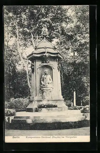 AK Berlin, Komponisten-Denkmal m. Haydn im Tiergarten