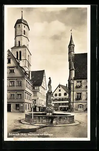 AK Biberach a. R., Marktplatz mit Rathaus
