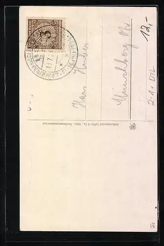 Künstler-AK Hof, 2. Oberfränkischer Philatelisten-Tag, 1924, Briefträger zu Pferde, Posthorn