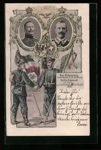 AK Berlin, Besuch von König Victor Emanuel 1902, Kaiser Wilhelm II.