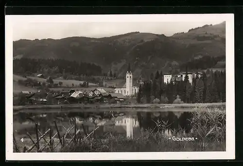 AK Goldegg, Uferpartie mit Kirche