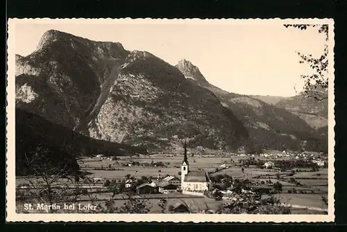AK St. Martin bei Lofer, Ortsansicht mit Bergkulisse