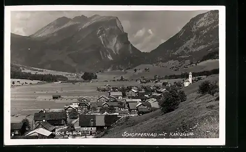 AK Schoppernau, Ortsansicht mit Kanisfluh