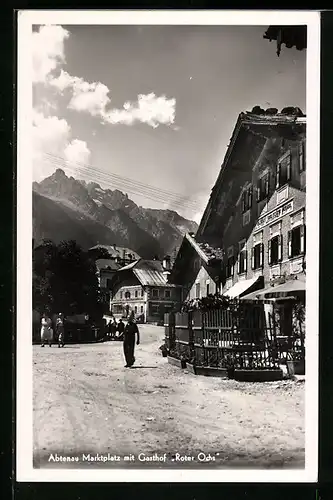 AK Abtenau, Marktplatz mit Gasthof Roter Ochs