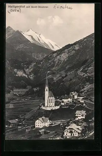 AK Heiligenblut, Ortsansicht mit Gross-Glockner