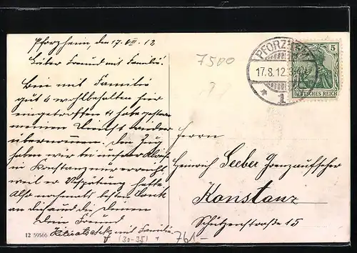 AK Karlsruhe, Partie an der Telegraphen-Kaserne