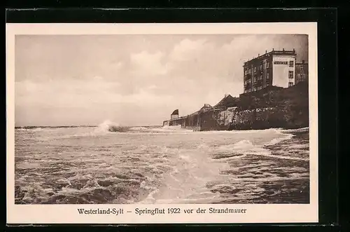 AK Westerland /Sylt, Hotel Miramar bei Springflut 1922