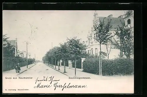 AK Neumünster, Blick in die Rendsburgerstrasse