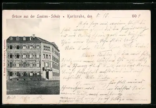 AK Karlsruhe, Ansicht der Louisen-Schule
