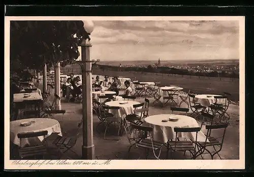 AK Ulm, Gasthaus Oberberghof, Terrasse