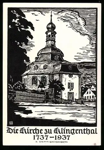 Künstler-AK Klingenthal, Darstellung der Kirche