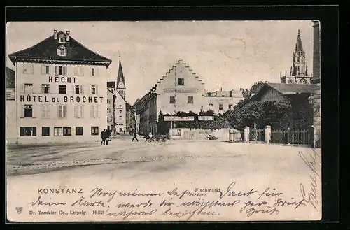 AK Konstanz, Strassenpartie mit Hotel du Brochet