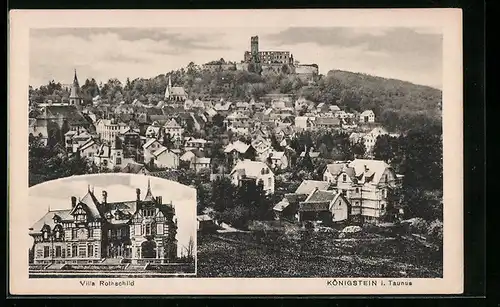 AK Königstein i. Taunus, Villa Rothschild, Teilansicht mit Ruine