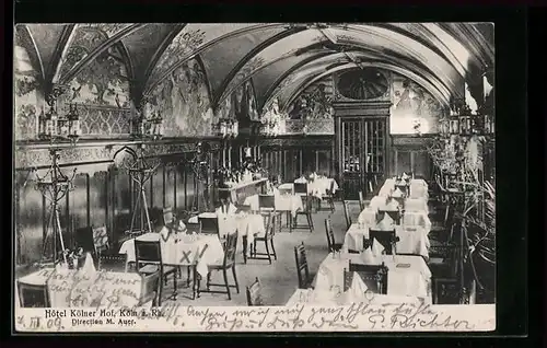 AK Köln a. Rh., Hotel Kölner Hof vom M. Auer, Innenansicht