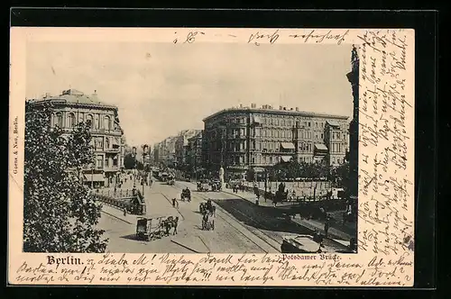 AK Berlin-Tiergarten, Potsdamer Brücke mit Zigarren-Geschäft