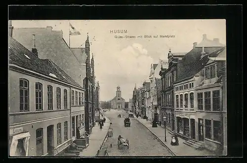 AK Husum, Grosse-Strasse mit Blick auf Marktplatz