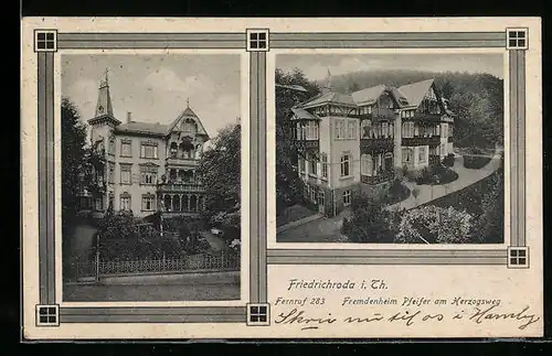AK Friedrichroda i. Th., Hotel Fremdenheim Pfeifer am Herzogsweg