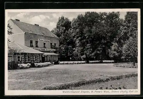 AK Dahme /Mark, Waldrestaurant Ziegelei mit Garten