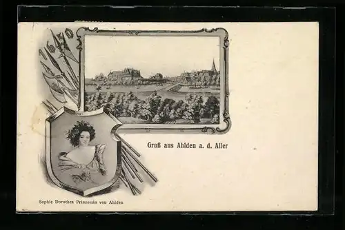 AK Ahlden a. d. Aller, Ortspartie, Sophie Dorothea Prinzessin von Ahlden