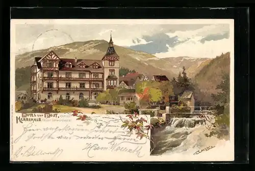 Lithographie Herrenalb /Württ. Schwarzwald, Hotel zur Post Ochsen