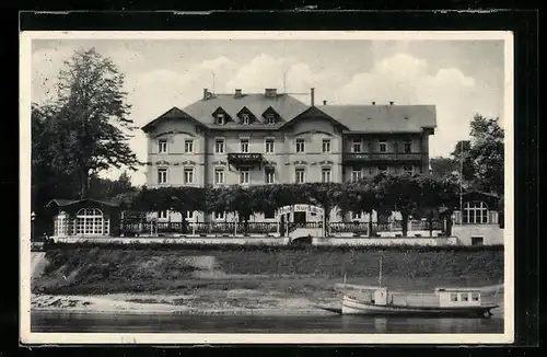 AK Dresden-Blasewitz, Hotel Kurhaus Blasewitz, Boot
