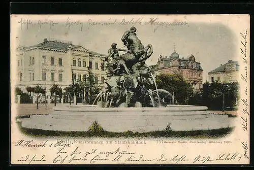 AK Fürth, Kunstbrunnen am Staatsbahnhof