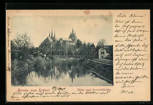 AK Erfurt, Blick auf Dom und Severinkirche