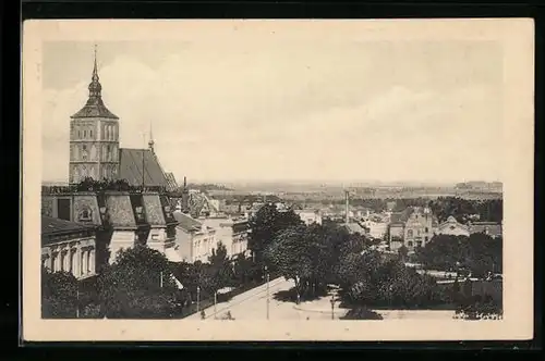 AK Rostock, Nikolaikirche und Neue Wallstrasse