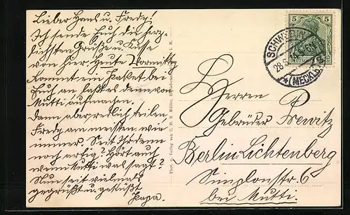 AK Schwerin i. M., Teilansicht aus der Vogelschau