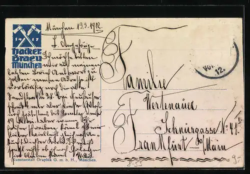 AK München, Hacker Brauhaus, Urkunde