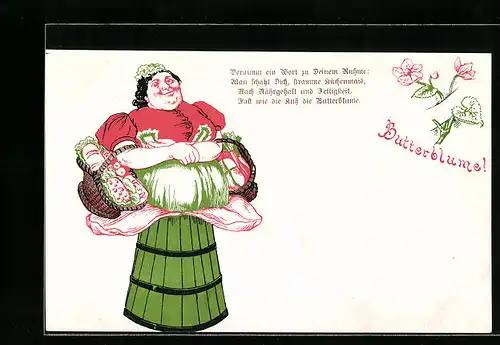 AK Stramme Küchenmaid und Butterblume