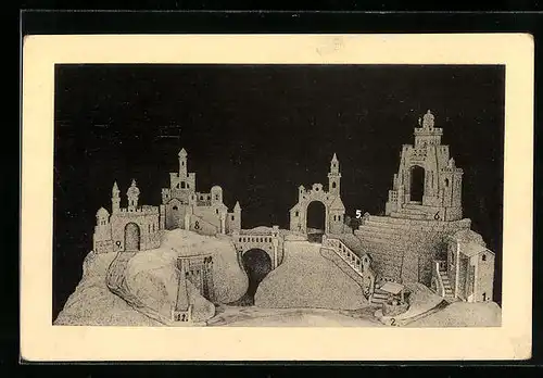 AK Märchenschloss aus Streichhölzern, Modellbau