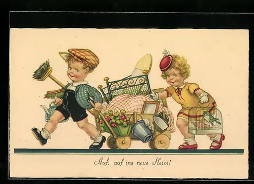 AK Umzugsmitteilung, Auf ins neue Heim!