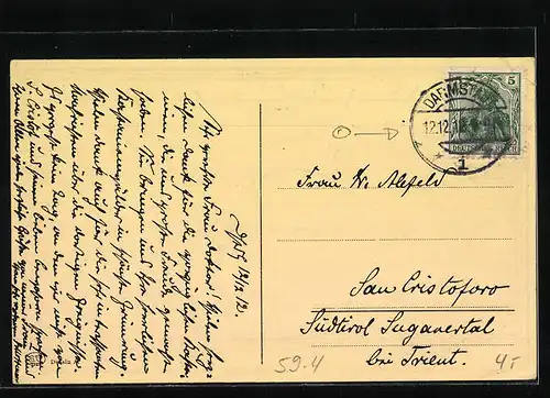 Künstler-AK Datum 12.12.12., aufgehende Sonne