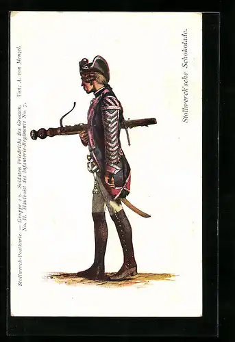 AK Soldat in Uniform, Reklame für Stollwerck`sche Schokolade
