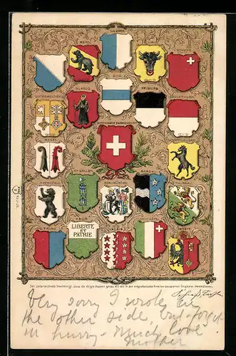 Künstler-AK Glarus, Wappen von Ticino, Thurgau und Solothurn