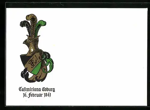 AK Studentenwappen der Verbindung Casimiriana Coburg