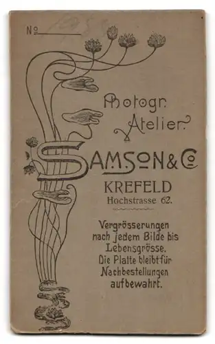 Fotografie Samson & Co., Krefeld, Hochstr. 62 Ecke Marktstr., Bürgerliche Dame mit kleinem Kind